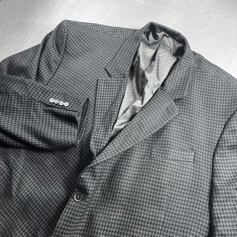 Oak Hill Mens Blazer Jacket Size 5XL 62R 64R Charcoal Gray Textured 2 Button